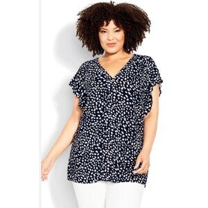 NWOT Loralette Women Plus Mixed Media V-Neck Ruffle dress Sz 26-28 Black White